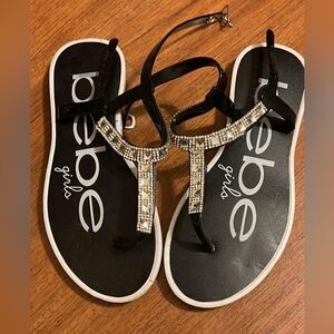 Girls Bebe rhinestone sandals sz 2-3 youth